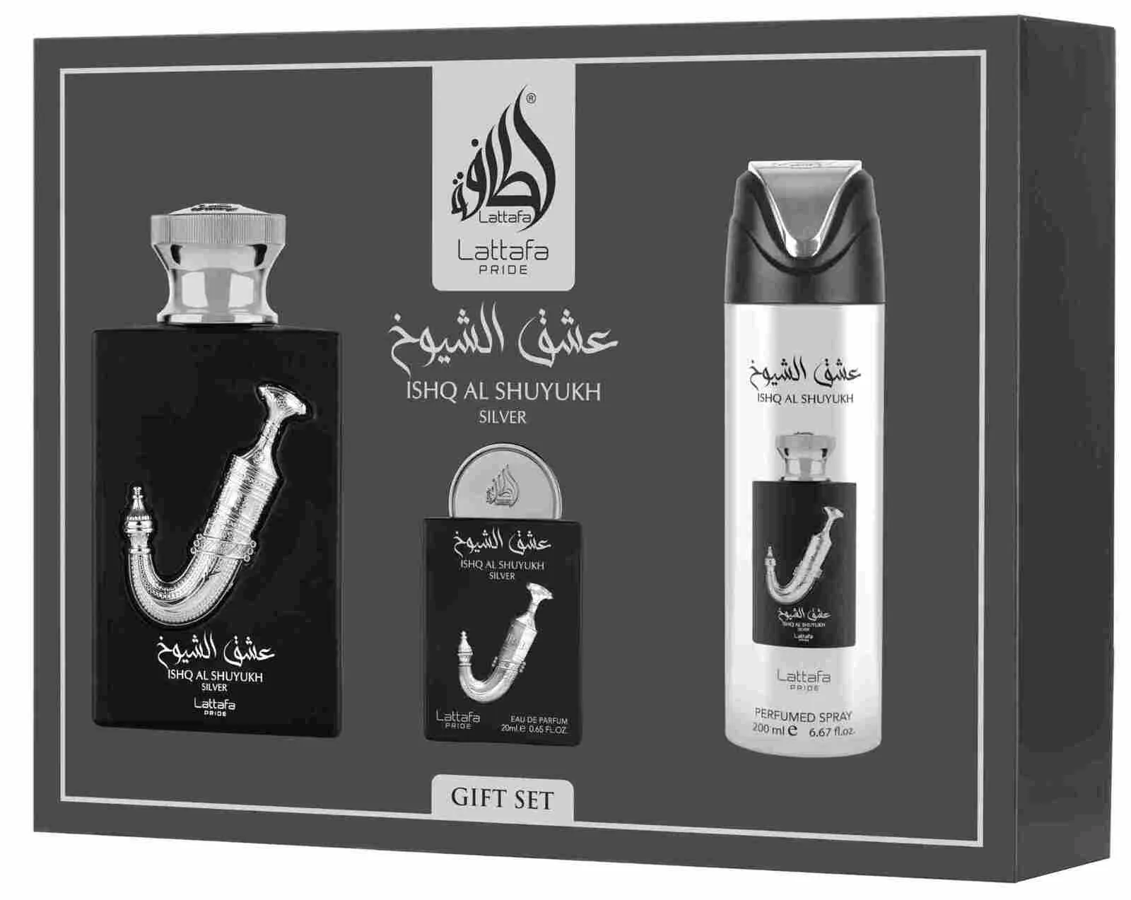 Lattafa Pride — Ishq Al Shuyukh Silver Gift Set — 3 Pieces